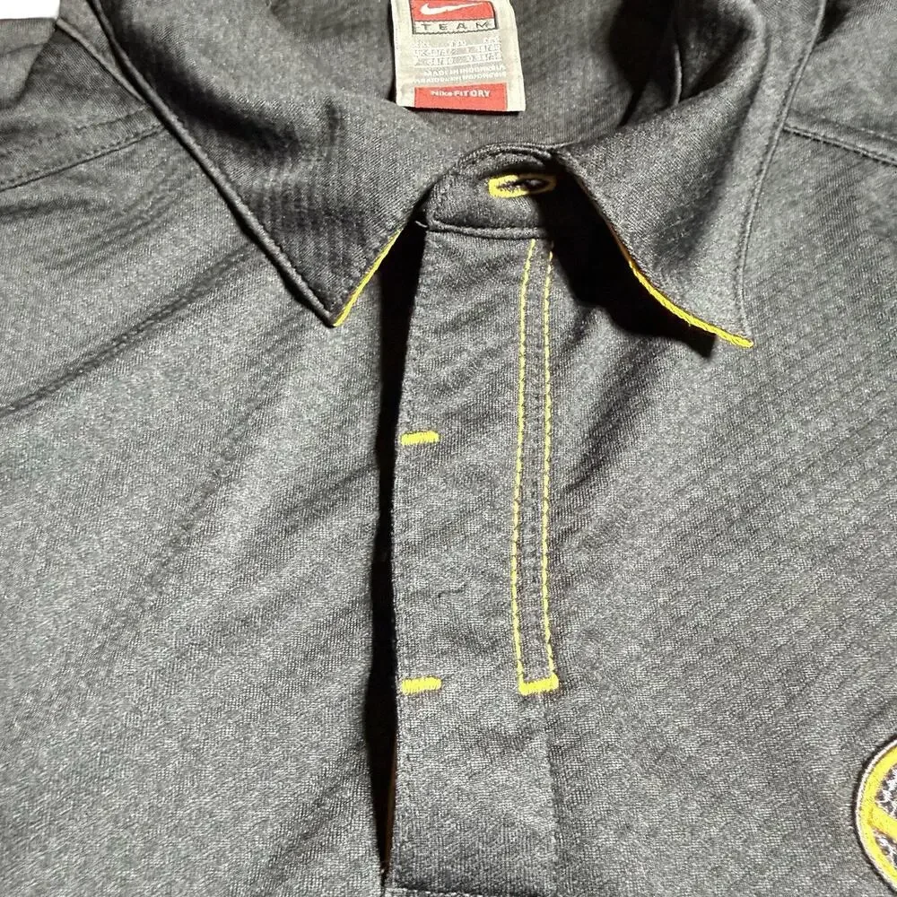 Vtg‎ Nike Team Mizzou Missouri Tigers Polo Shirt Mens 2XL FitDry Black Gold NCAA